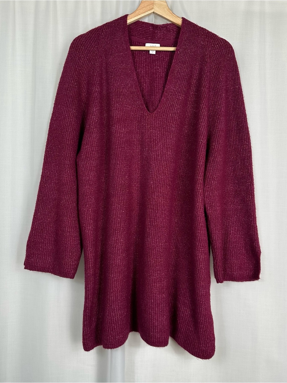 Pure Jill J Jill V Neck Ribbed Tunic Sweater Burgundy Plus Size 2X Cozy Soft